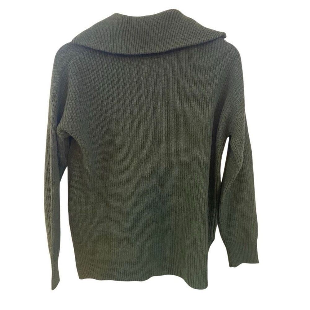 Madewell Glenbrook Half-Zip Merino Wool Pullover Sweater in Heather Palm Green X - Picture 3 of 7